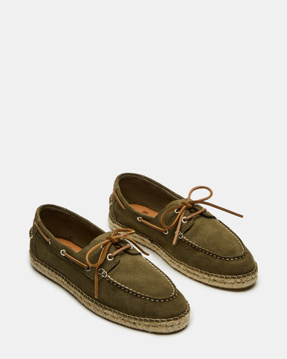 PANCHO Olive Suede Slip-On Espadrille Boat Shoe Men's Casual | Steve Madden