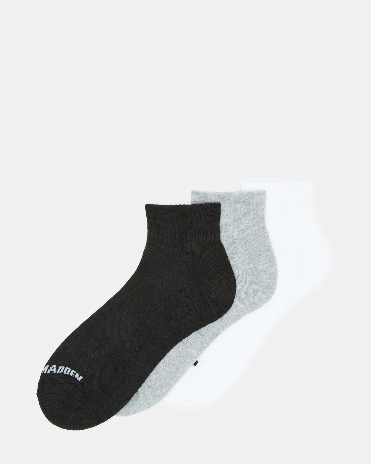 SPORT CUSHION QUARTER SOCKS BLACK/WHITE | Men's Sport Quarter Socks | Steve Madden