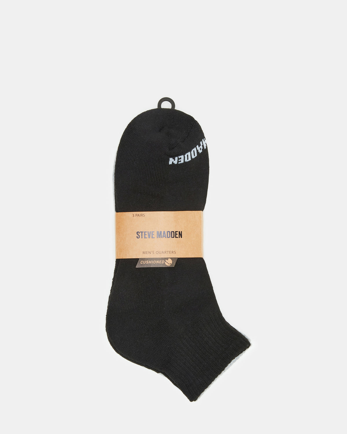SPORT CUSHION QUARTER SOCKS BLACK/WHITE | Men's Sport Quarter Socks | Steve Madden