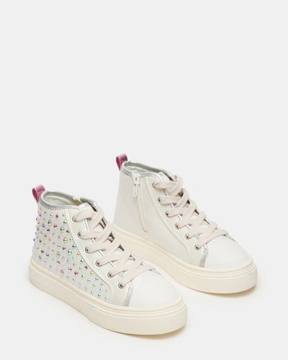 Kids' LAURISA White Multi High-Top Lace-Up Girls' Sneaker | Steve Madden
