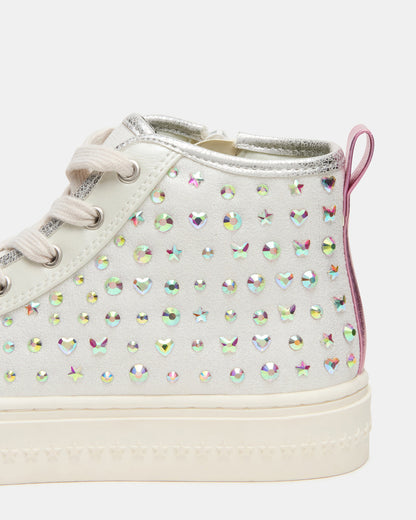 Kids' LAURISA White Multi High-Top Lace-Up Girls' Sneaker | Steve Madden
