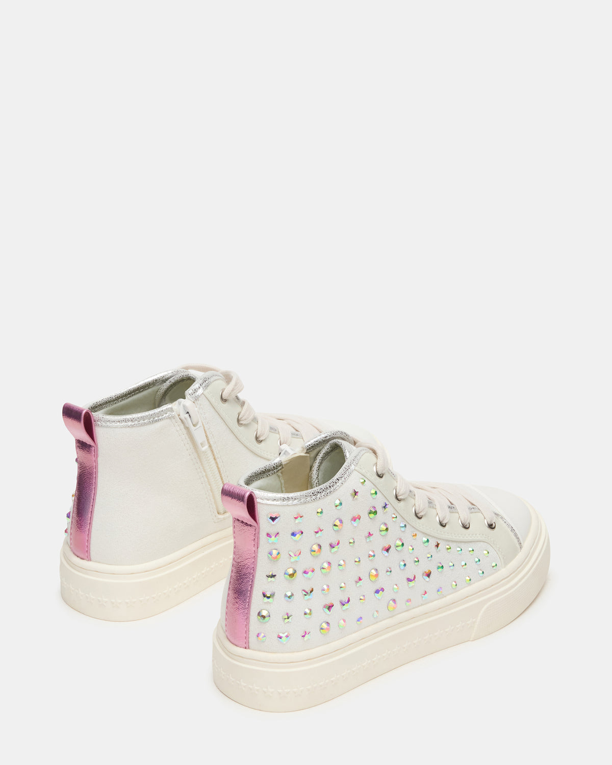 Kids' LAURISA White Multi High-Top Lace-Up Girls' Sneaker | Steve Madden