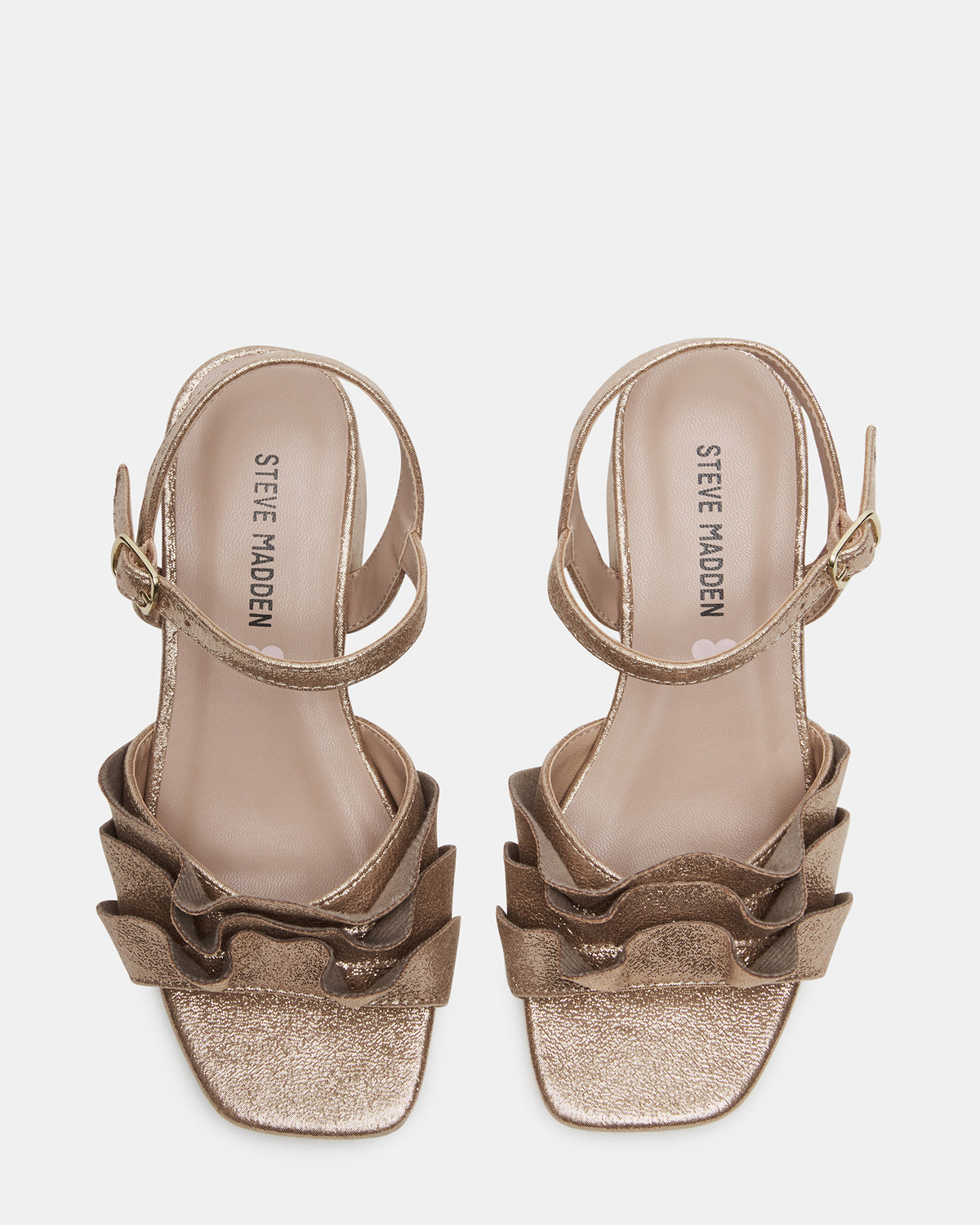 Kids' PRESS Gold Girls' Square-Toe Ruffle Block Heel | Steve Madden