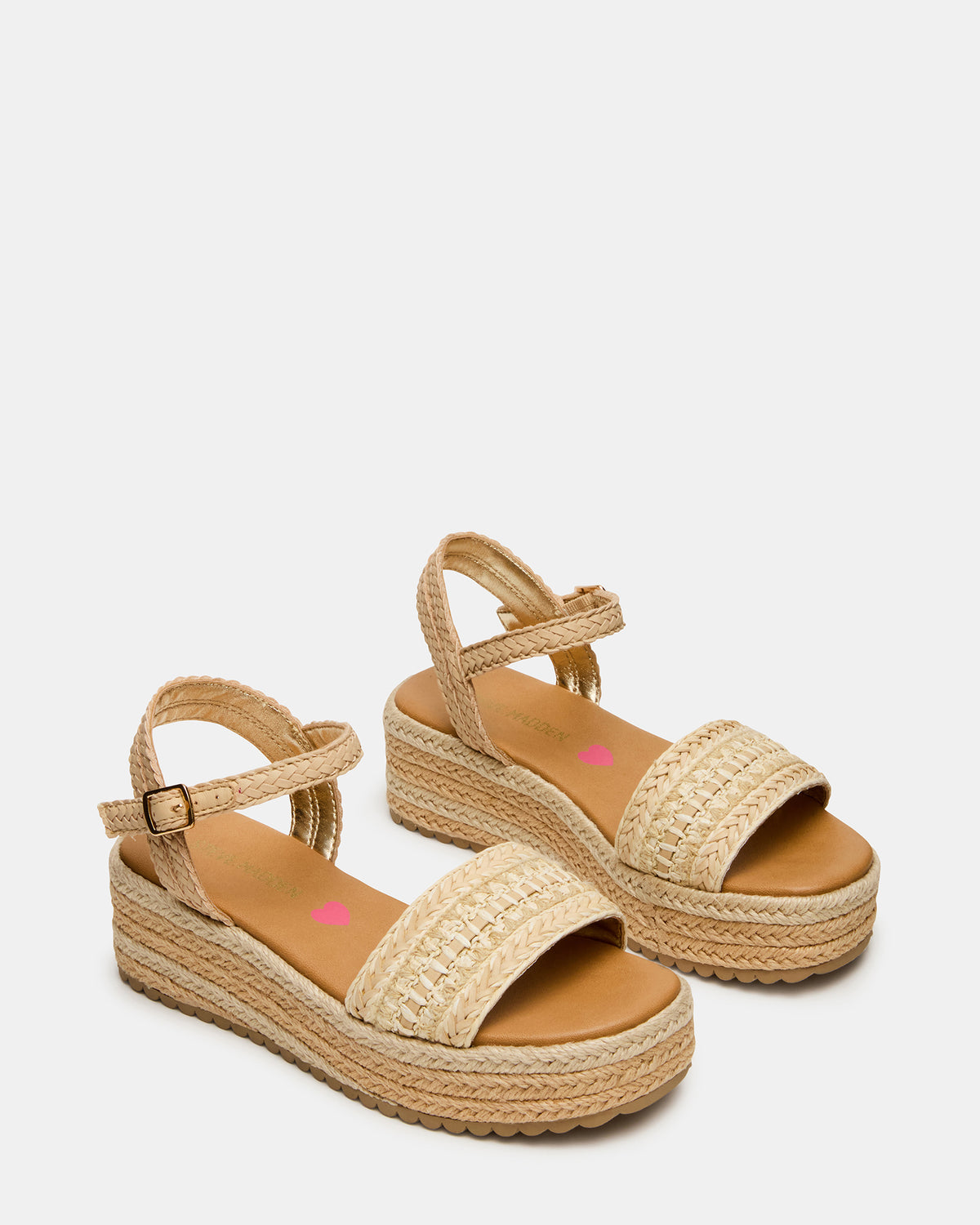 Kids' KIKO Natural Platform Raffia Wedge Girls' Sandal | Steve Madden