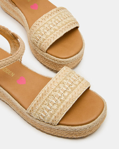 Kids' KIKO Natural Platform Raffia Wedge Girls' Sandal | Steve Madden