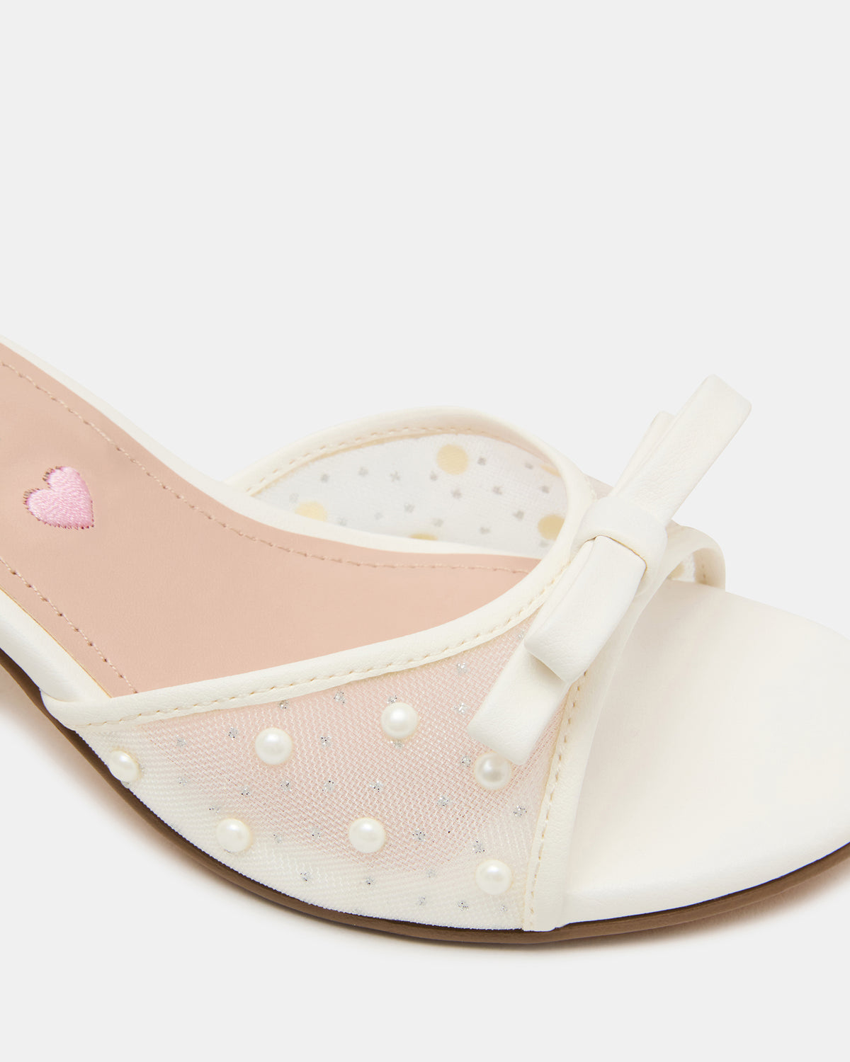 Kids' ADIA White Mesh Block Heel Girls' Heel | Steve Madden