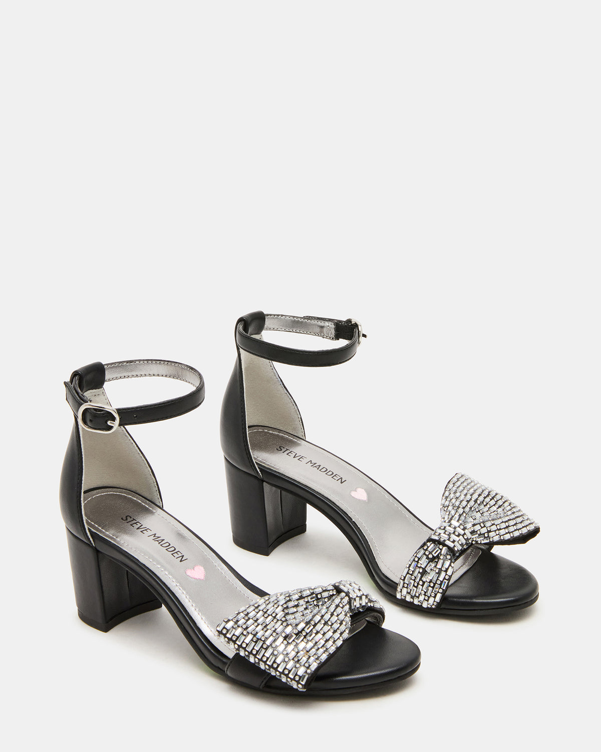 Kids' ABIGAL Black Rhinestone Embellised Block Heel Girls' Heel | Steve Madden