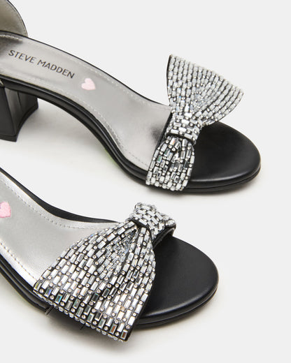 Kids' ABIGAL Black Rhinestone Embellised Block Heel Girls' Heel | Steve Madden