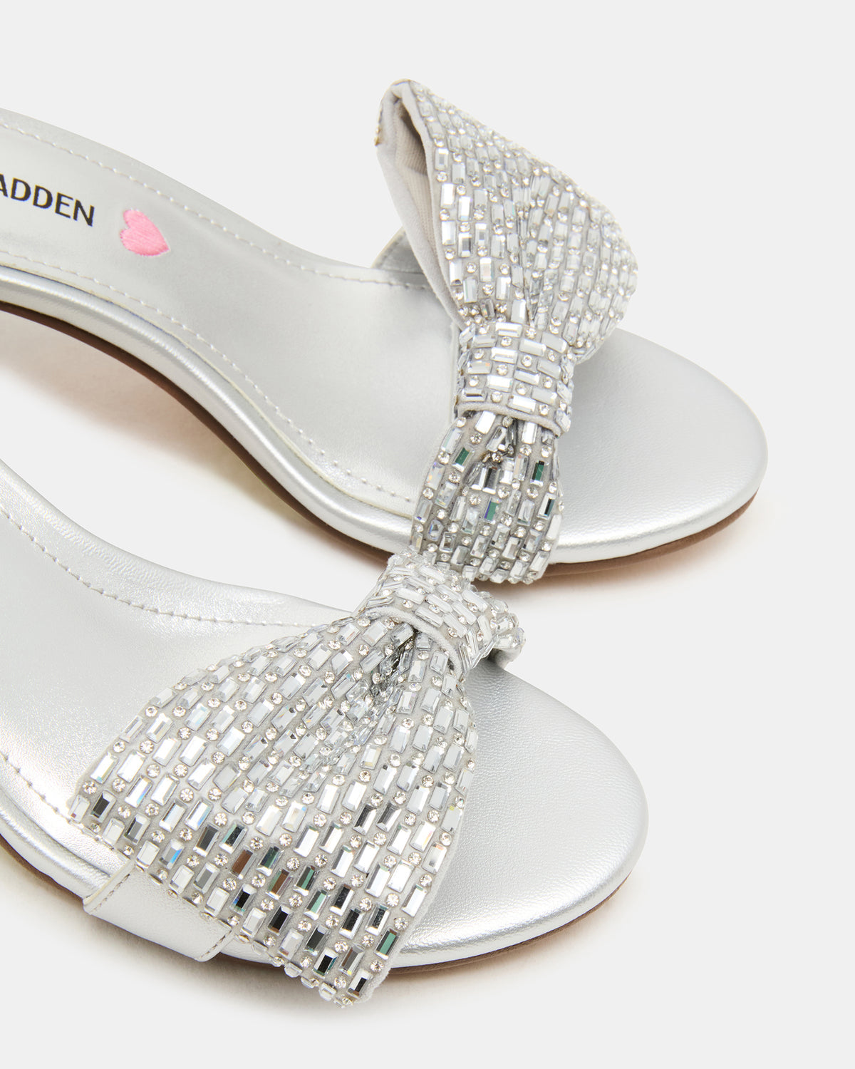 Kids' ABIGAL Silver Rhinestone Embellised Block Heel Girls' Heel | Steve Madden