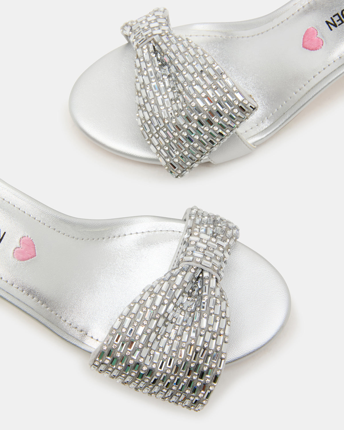 Kids' ABIGAL Silver Rhinestone Embellised Block Heel Girls' Heel | Steve Madden