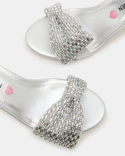 Kids' ABIGAL Silver Rhinestone Embellised Block Heel Girls' Heel | Steve Madden
