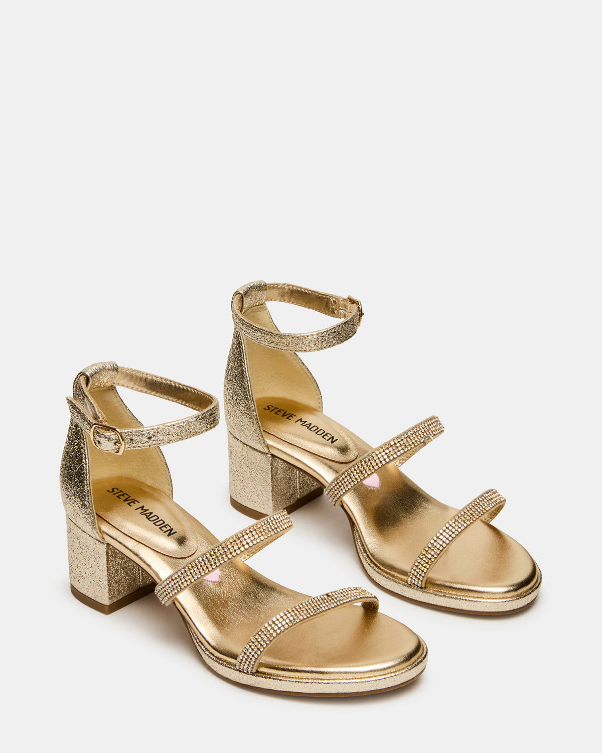 Kids' SIZZLE Gold Girls' Strappy Block Heel | Steve Madden