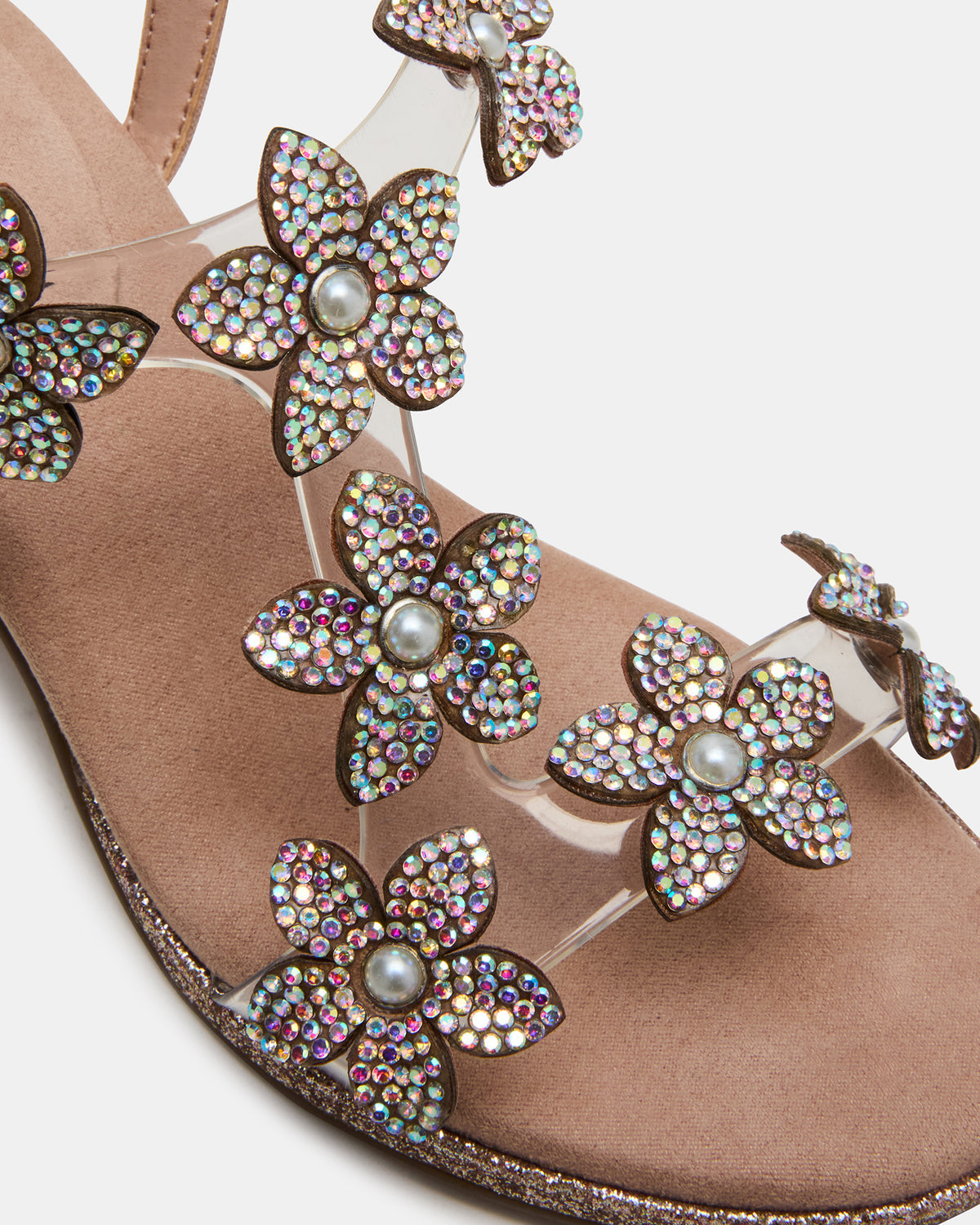 Kids' SAVVY Blush Girls' Strappy Rhinestone Block Heel | Steve Madden
