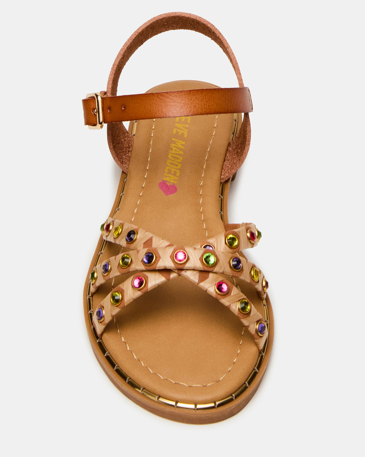 Kids' GILLIAN Cognac Multi Strappy Rhinestone Embellished Girls' Sandal | Steve Madden