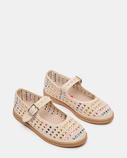 Kids' ROREE Natural Rhinestones Girls' Mary Jane Flats | Steve Madden