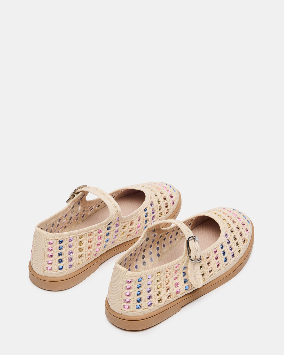 Kids' ROREE Natural Rhinestones Girls' Mary Jane Flats | Steve Madden
