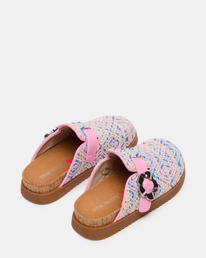 Kids' MAZIE Pink Multi Slip-On Mule Footbed Clog Girls' Flat | Steve Madden