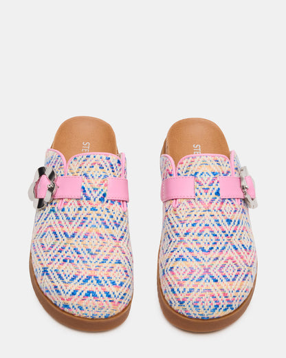Kids' MAZIE Pink Multi Slip-On Mule Footbed Clog Girls' Flat | Steve Madden