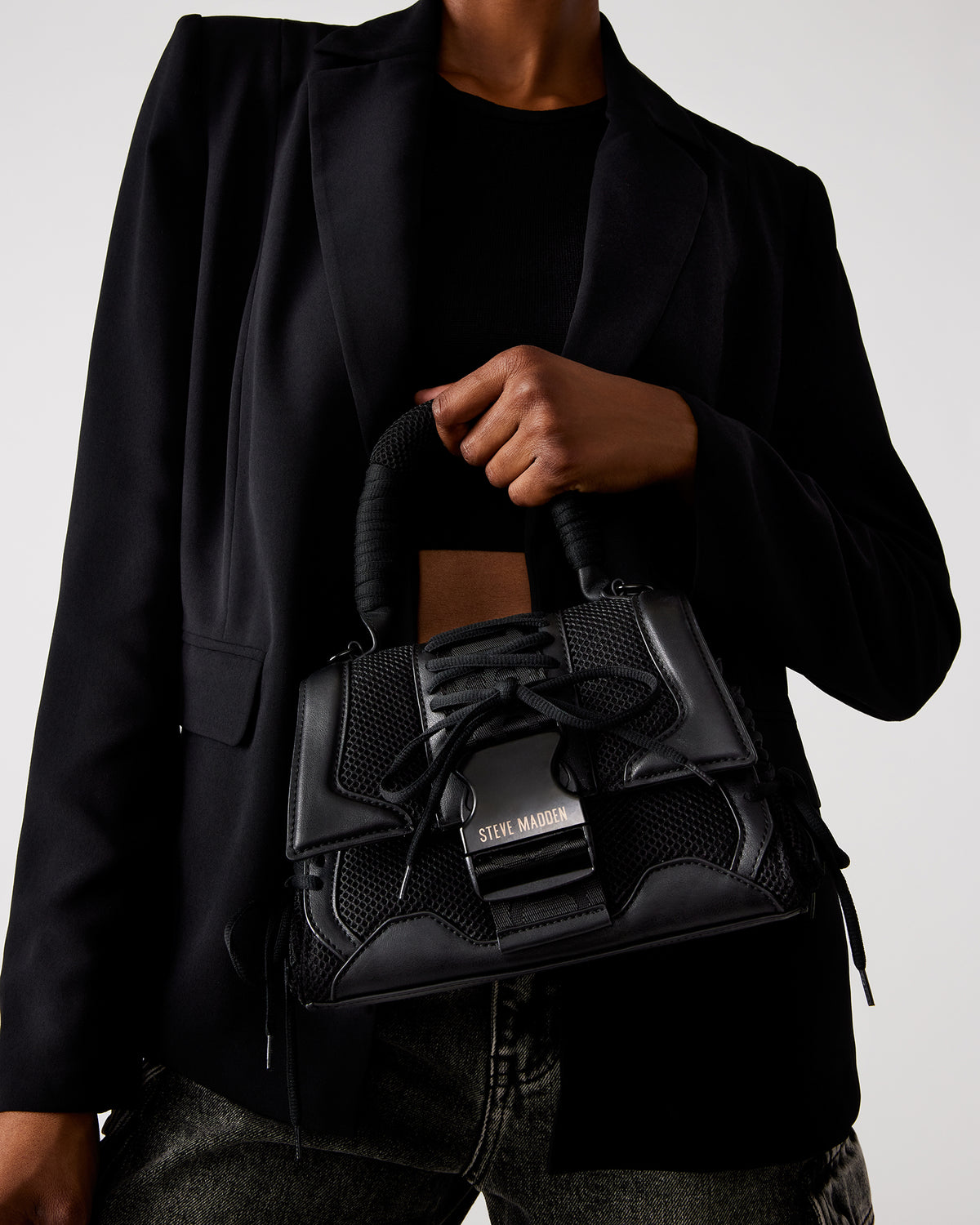 DIEGO Black Women's Handbag with Crossbody Strap | Steve Madden