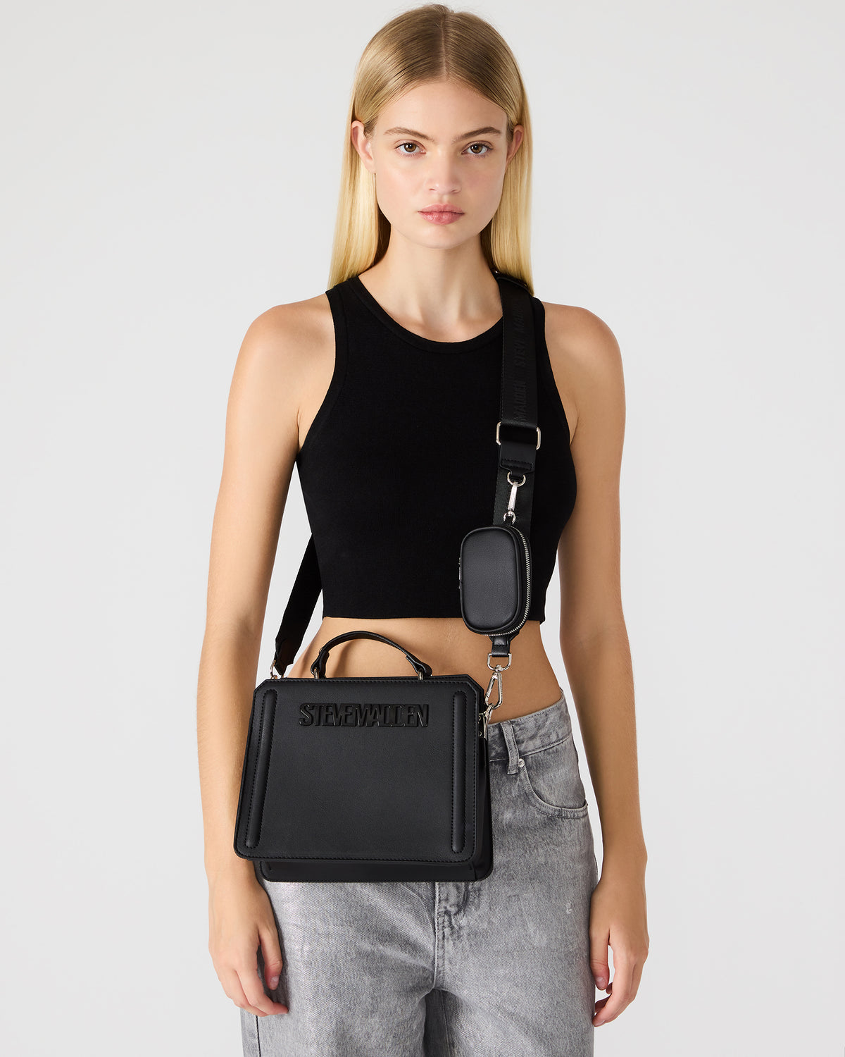 EVELYN Bag Black | Women's Top Handle Crossbody Bag | Steve Madden