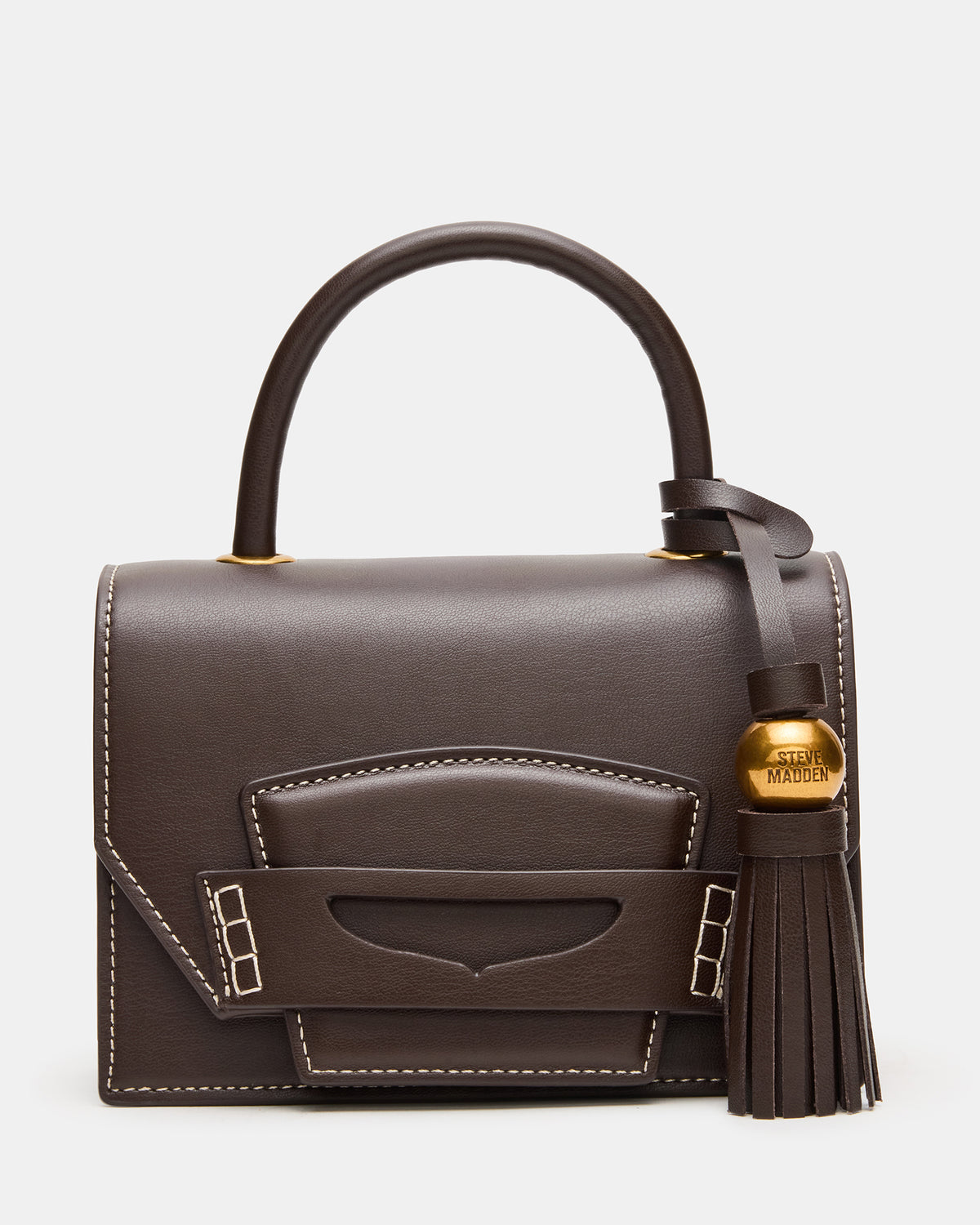PREPPY Bag Brown Structured Top-Handle Penny Loafer Crossbody Handbag | Steve Madden