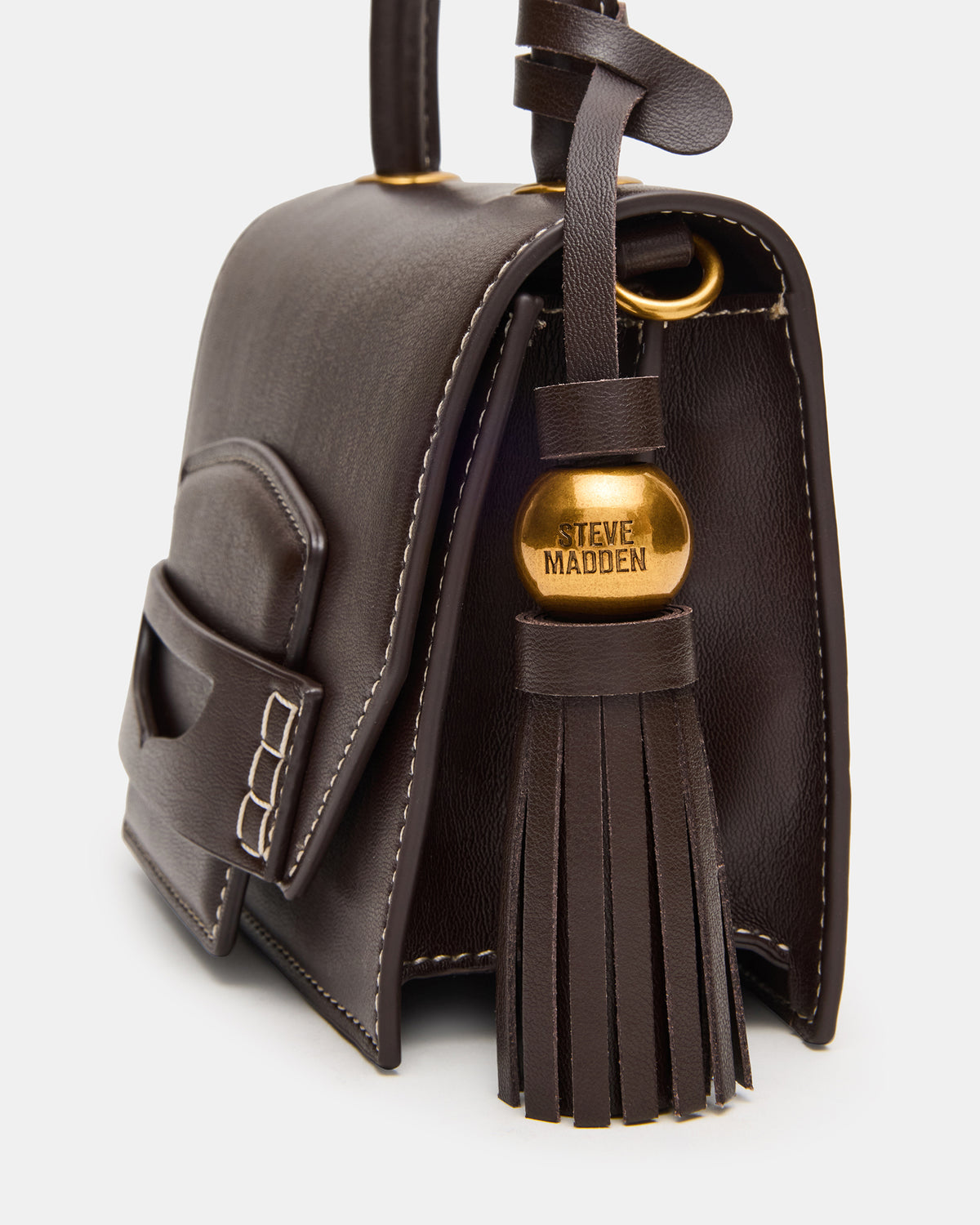 PREPPY Bag Brown Structured Top-Handle Penny Loafer Crossbody Handbag | Steve Madden