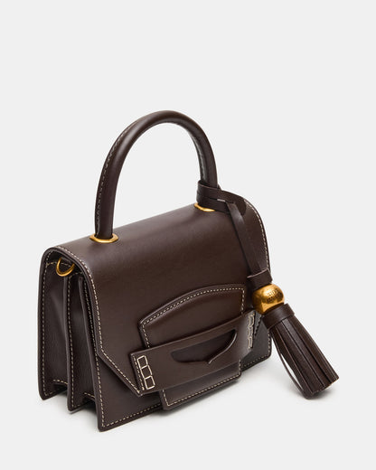 PREPPY Bag Brown Structured Top-Handle Penny Loafer Crossbody Handbag | Steve Madden