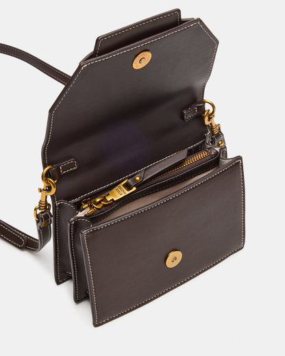 PREPPY Bag Brown Structured Top-Handle Penny Loafer Crossbody Handbag | Steve Madden
