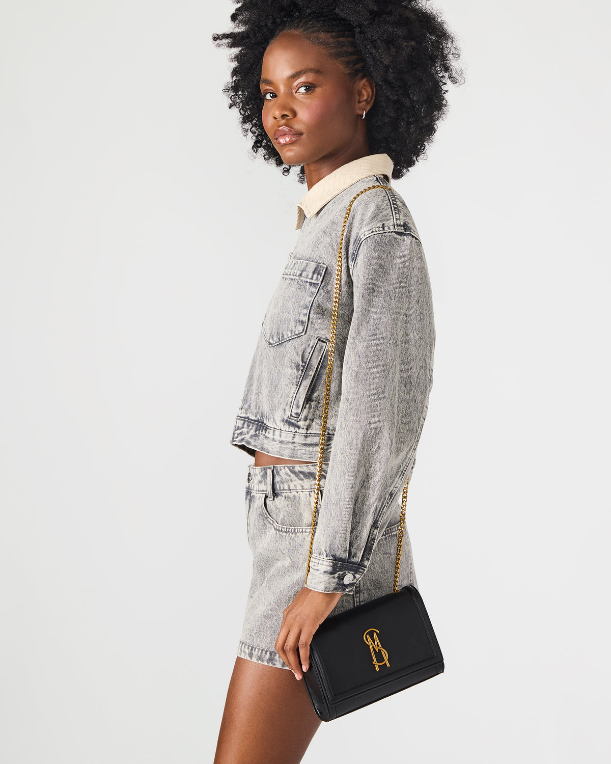 LARISAL Bag Black Chain Crossbody Shoulder Strap Handbag | Steve Madden
