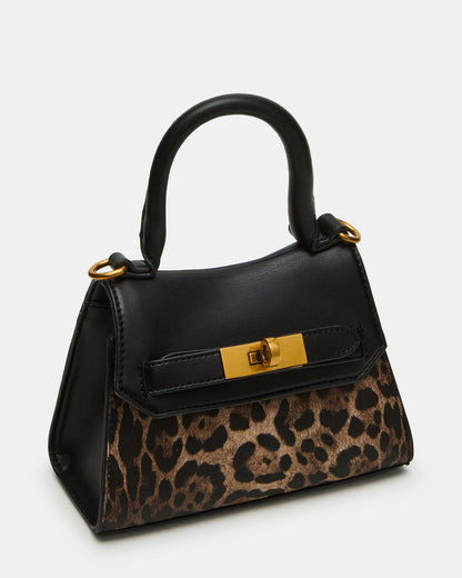 MADLYN Bag Leopard Structured Turn-Lock Closure Top-Handle Crossbody Mini Handbag | Steve Madden