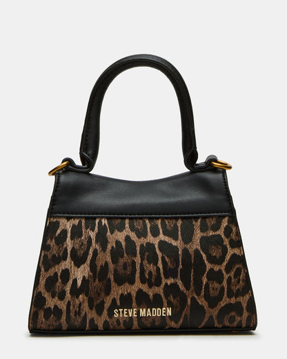 MADLYN Bag Leopard Structured Turn-Lock Closure Top-Handle Crossbody Mini Handbag | Steve Madden