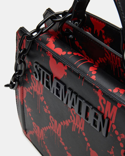 EVELYN Bag Drippy Hearts Black/Red Top Handle Crossbody Bag | Steve Madden