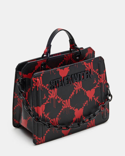 EVELYN Bag Drippy Hearts Black/Red Top Handle Crossbody Bag | Steve Madden