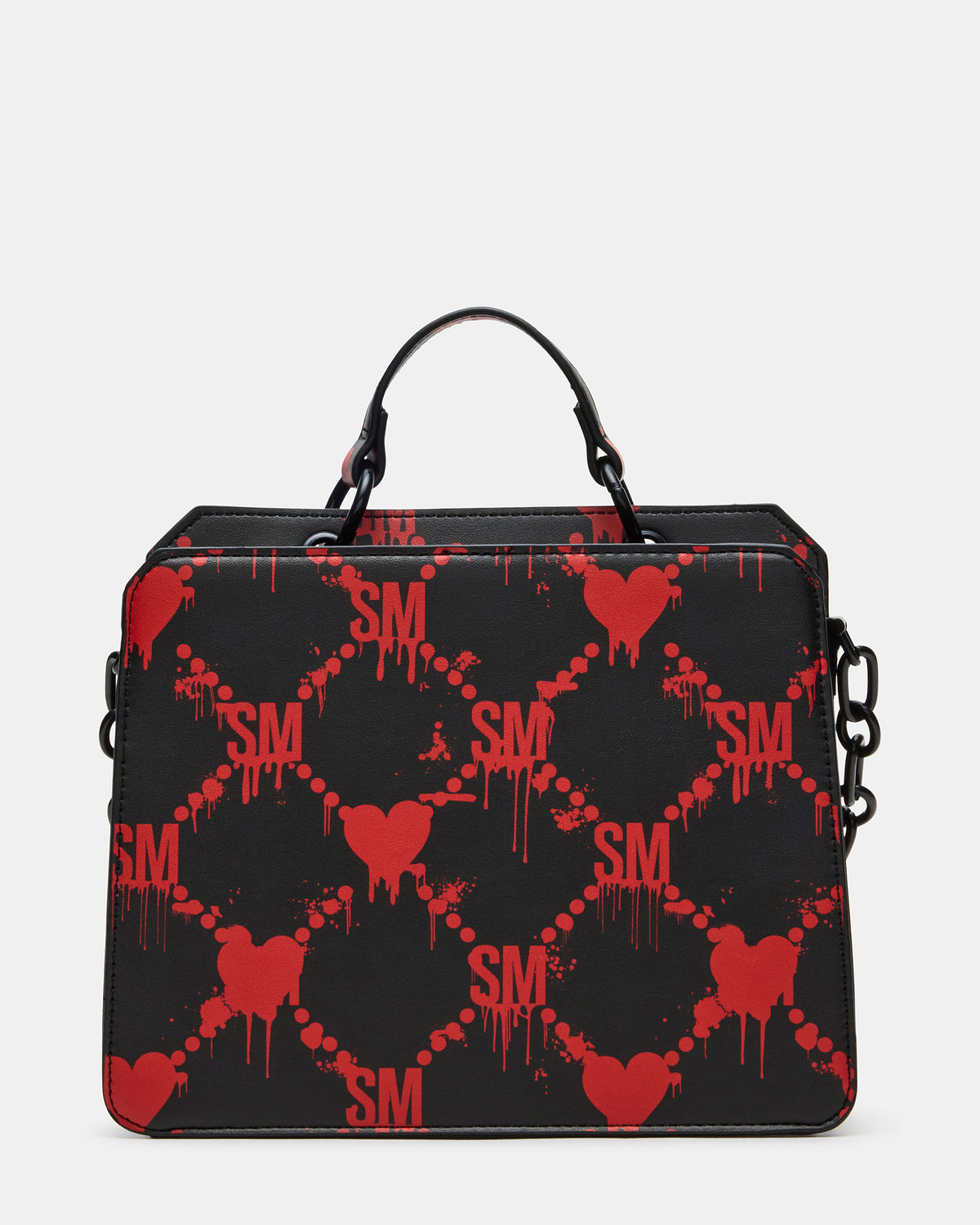 EVELYN Bag Drippy Hearts Black/Red Top Handle Crossbody Bag | Steve Madden