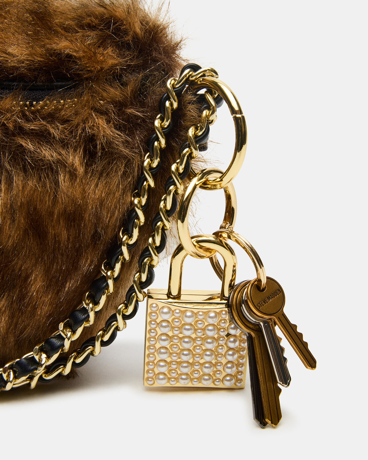 WYLDER Bag Brown Faux Fur Crossbody Women's Belt Handbag | Steve Madden