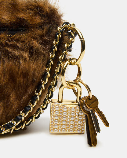 WYLDER Bag Brown Faux Fur Crossbody Women's Belt Handbag | Steve Madden