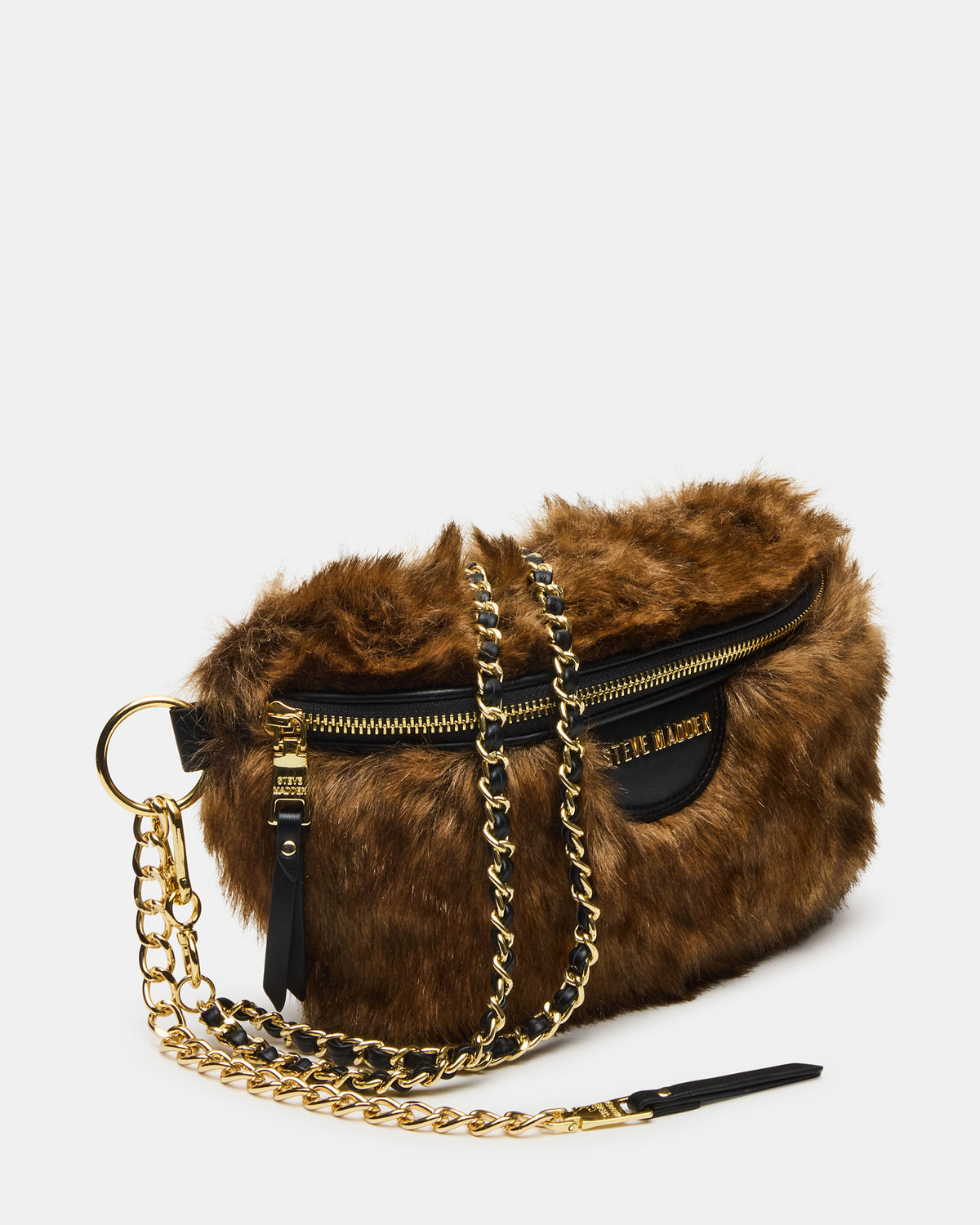 WYLDER Bag Brown Faux Fur Crossbody Women's Belt Handbag | Steve Madden