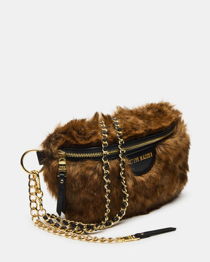 WYLDER Bag Brown Faux Fur Crossbody Women's Belt Handbag | Steve Madden