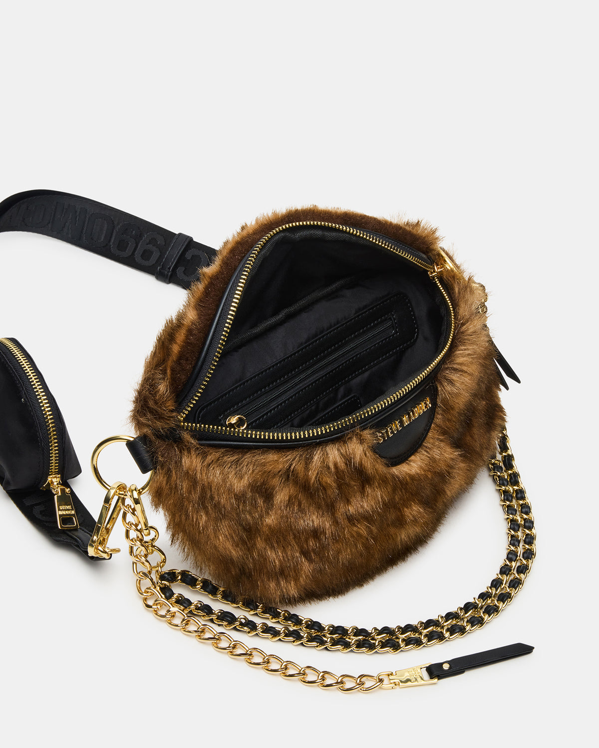 WYLDER Bag Brown Faux Fur Crossbody Women's Belt Handbag | Steve Madden