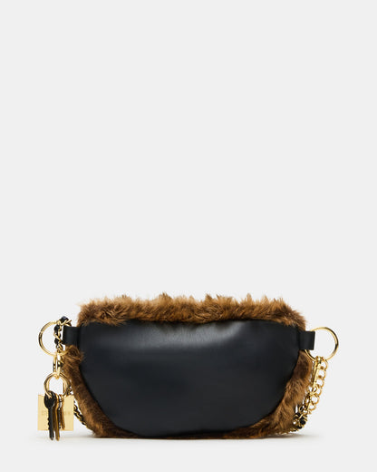 WYLDER Bag Brown Faux Fur Crossbody Women's Belt Handbag | Steve Madden