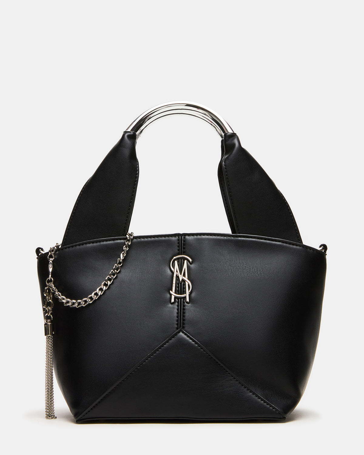 VIV Bag Black/Silver Top-Handle Hardware Embellished Handbag | Steve Madden