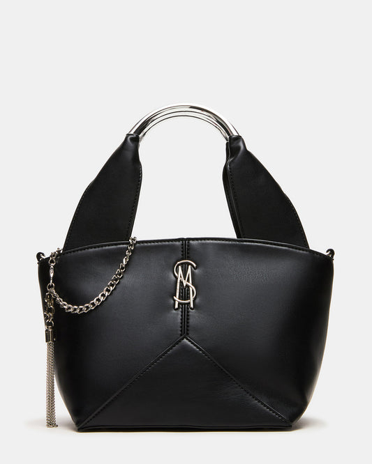 VIV Bag Black/Silver Top-Handle Hardware Embellished Handbag | Steve Madden