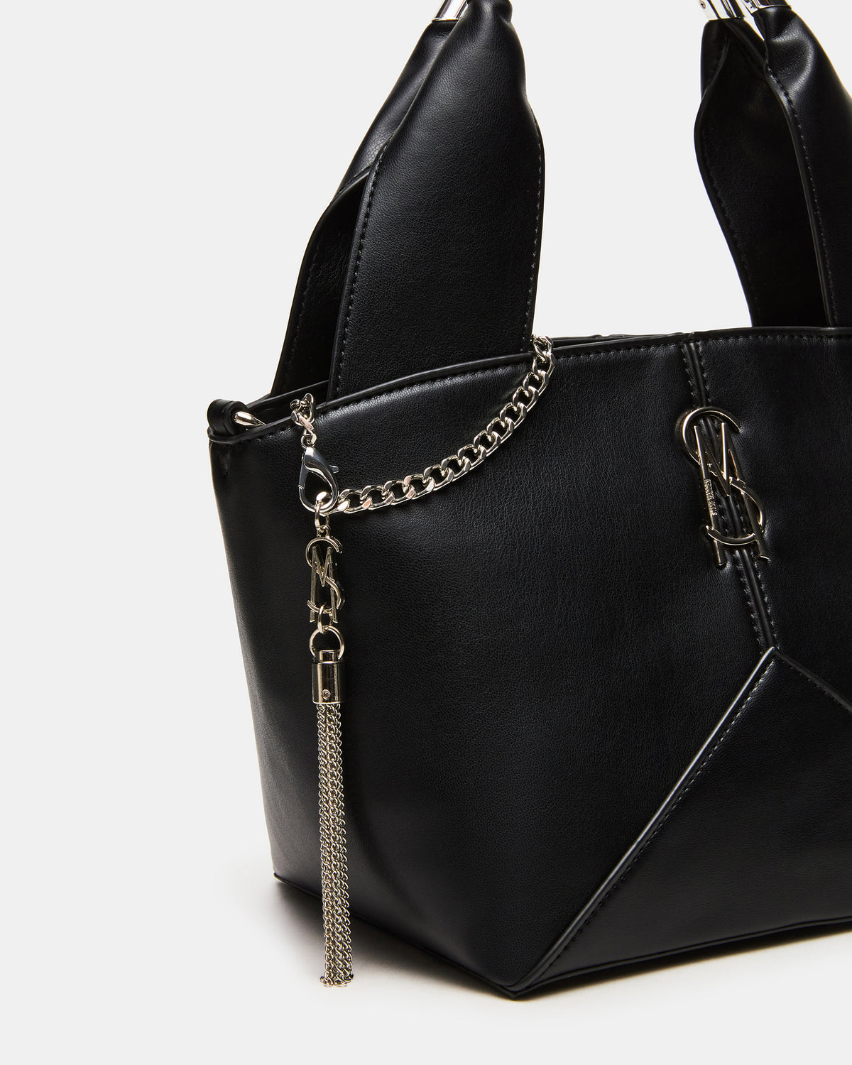 VIV Bag Black/Silver Top-Handle Hardware Embellished Handbag | Steve Madden