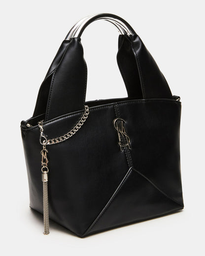 VIV Bag Black/Silver Top-Handle Hardware Embellished Handbag | Steve Madden