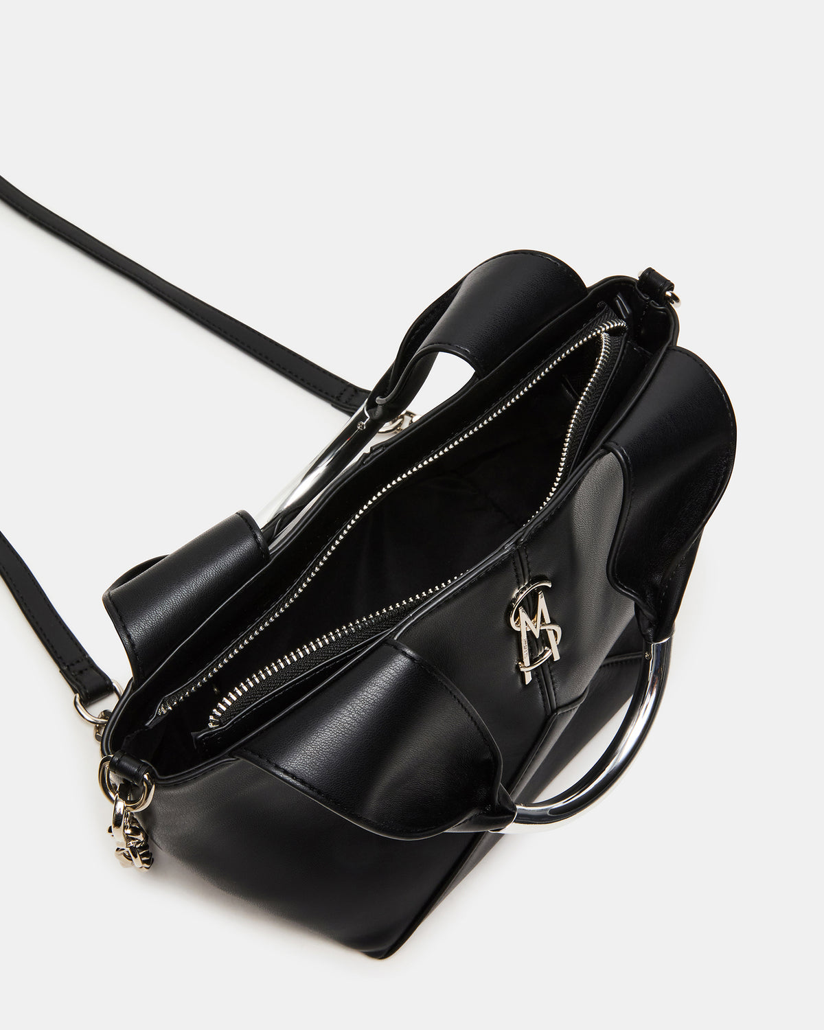 VIV Bag Black/Silver Top-Handle Hardware Embellished Handbag | Steve Madden