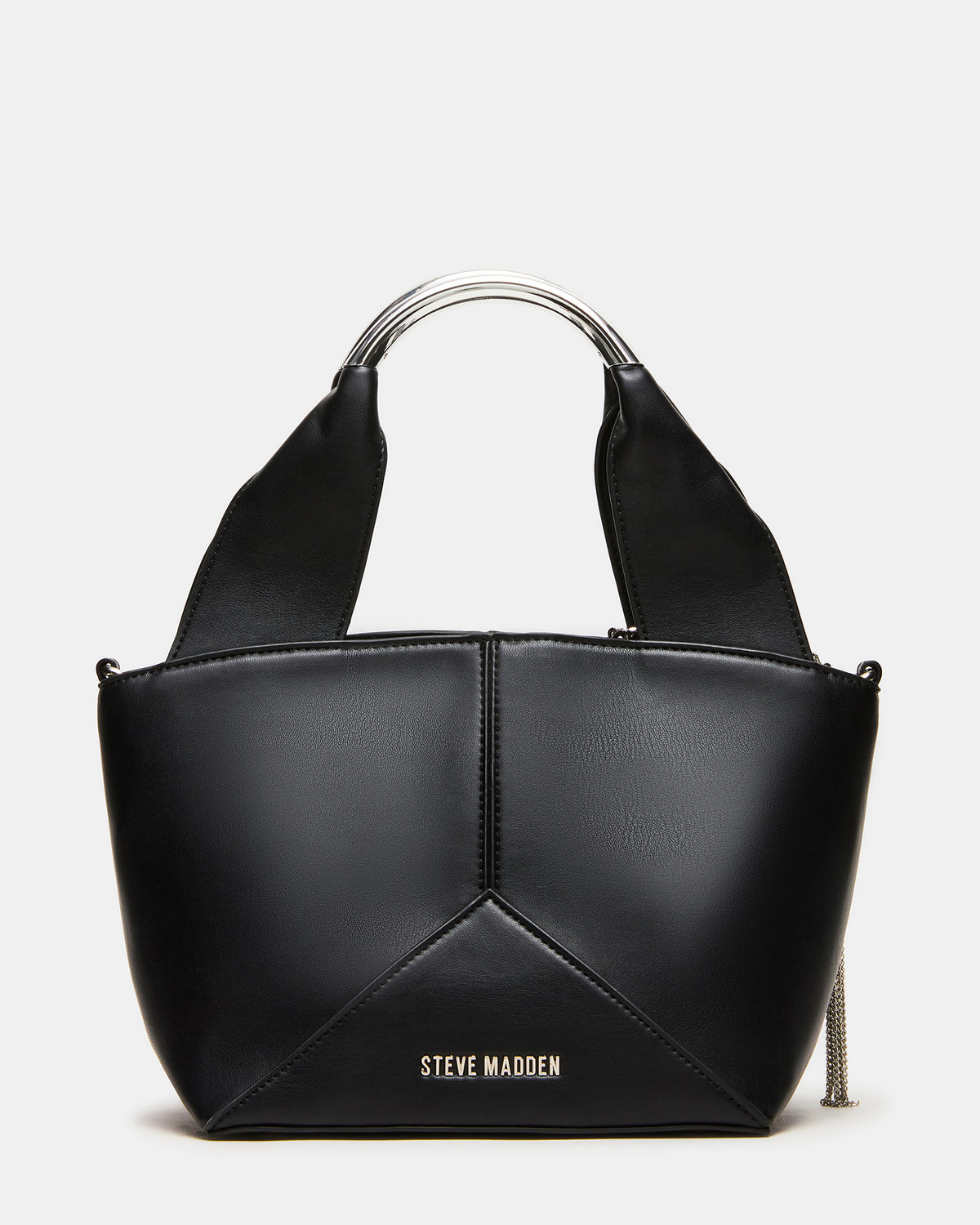 VIV Bag Black/Silver Top-Handle Hardware Embellished Handbag | Steve Madden