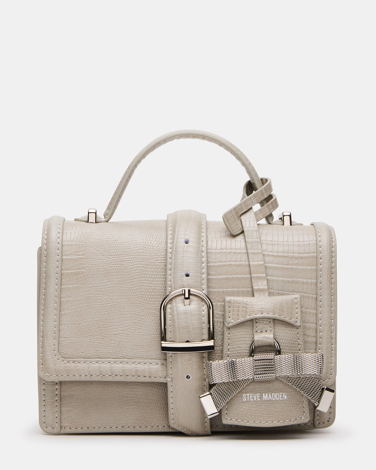 CLARK Bag Light Grey Structured Top-Handle Mini Handbag | Steve Madden