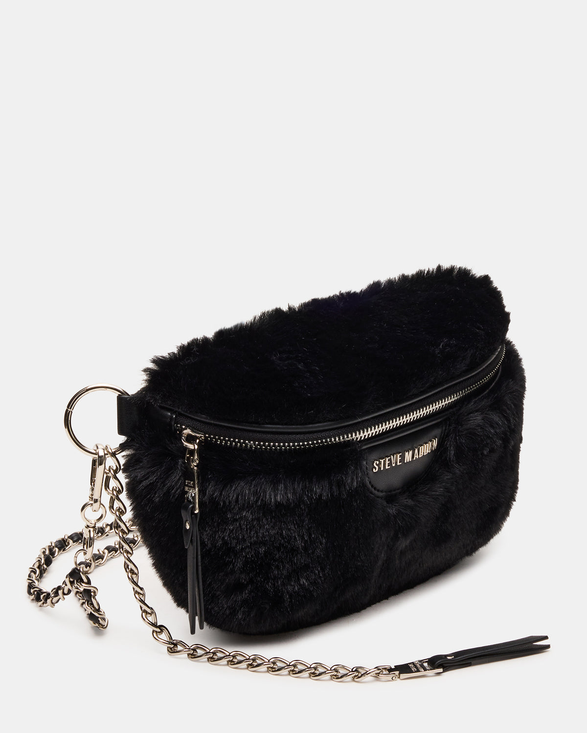 WYLDER Bag Black Faux Fur Crossbody Women's Belt Handbag | Steve Madden