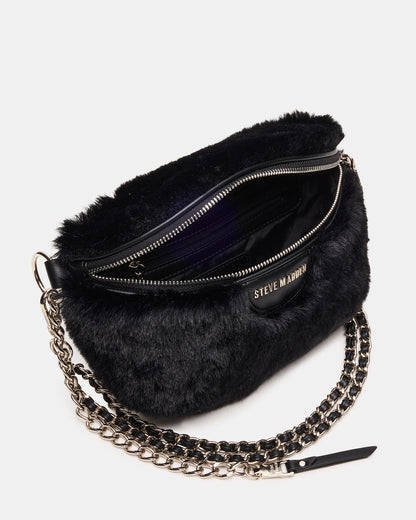 WYLDER Bag Black Faux Fur Crossbody Women's Belt Handbag | Steve Madden