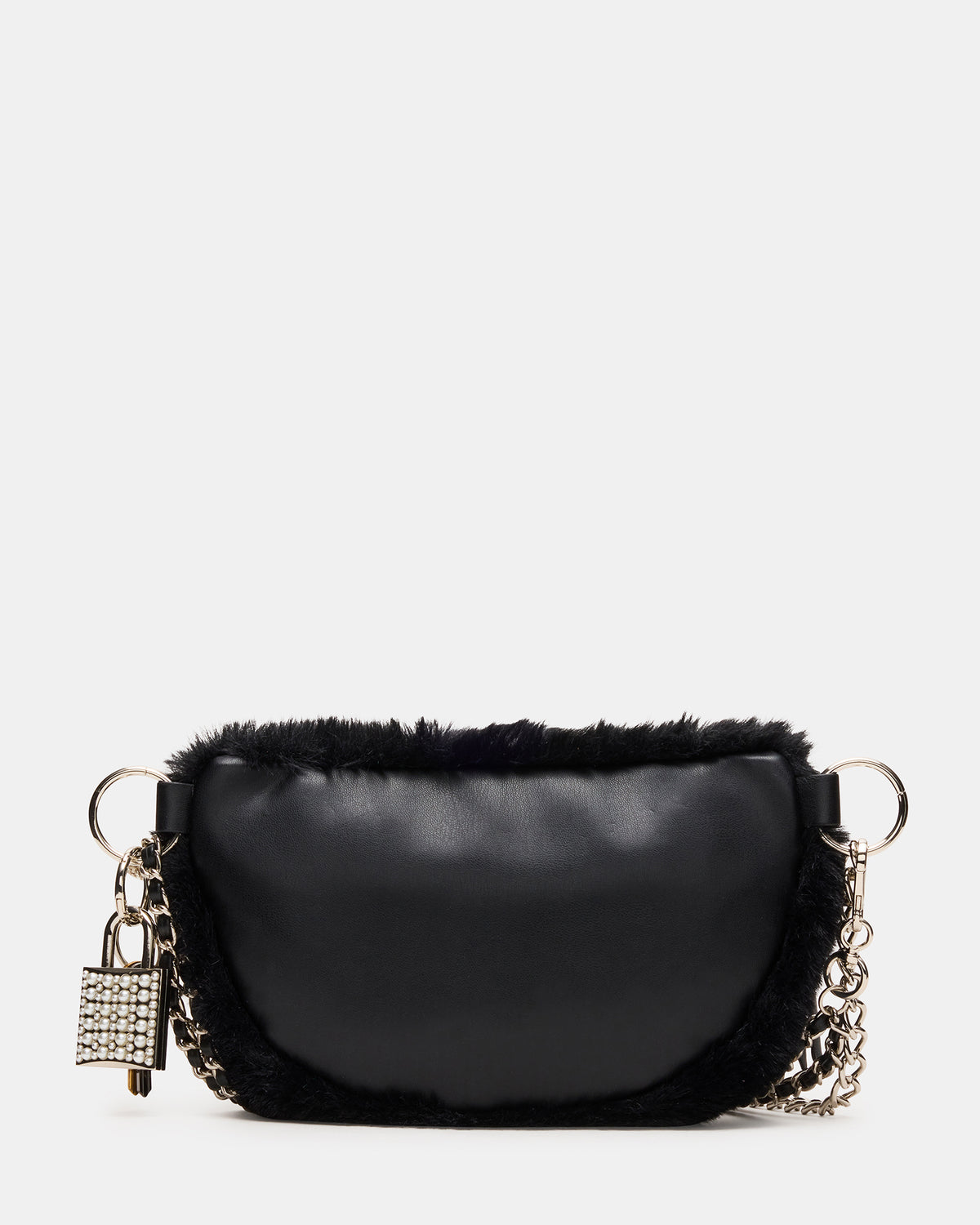 WYLDER Bag Black Faux Fur Crossbody Women's Belt Handbag | Steve Madden